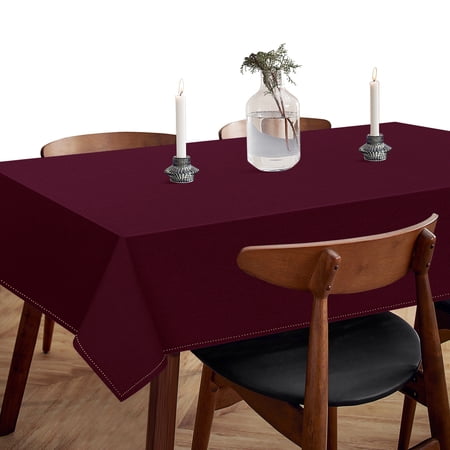 HEIRLOOM COMFORT Burgundy Wine Tablecloth, 100% Cotton, 60x84 Inch, Fits 6-8 Seats, Soft, Washable, Wrinkle Resistant, Rectangle Dining Table Cover for Anniversaries, Decor, Holiday, Dinner, Events