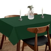 HEIRLOOM COMFORT Forest Green Cotton Tablecloth, Table Cover 52x70 Inch, Fits 4-6 Seats, Soft, Durable, Washable, Wrinkle Resistant, Rectangle Table Cloth for Dining, Christmas, Winter Celebrations