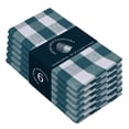 thumbnail image 1 of HEIRLOOM COMFORT Cloth Napkins Set of 6, 100% Cotton Napkin, Soft & Reusable Gingham Napkins for Dinner, Wedding, Dining, 18" x 18", Teal Green, White, 1 of 6