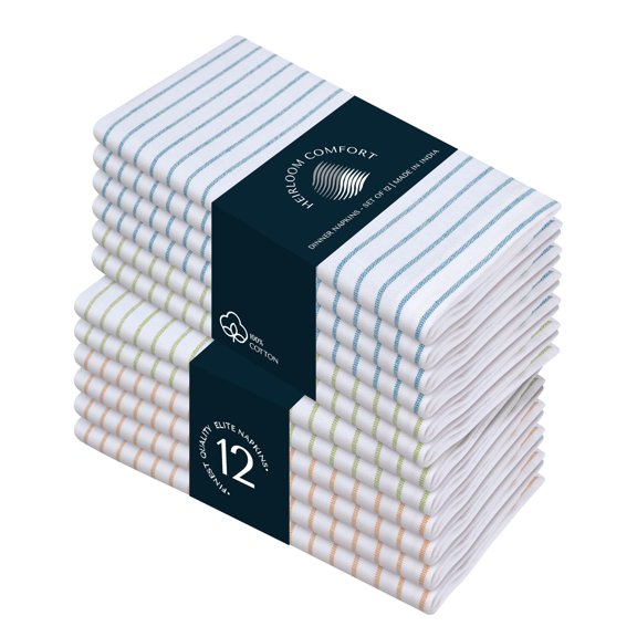 HEIRLOOM COMFORT Gingham Check Combo Cloth Napkins Set of 12, 18"x18", 100% Cotton, Super Absorbent & Reusable, Washable Fabric Napkins Dinner, Events, Everyday Use, Red, Black, Teal White
