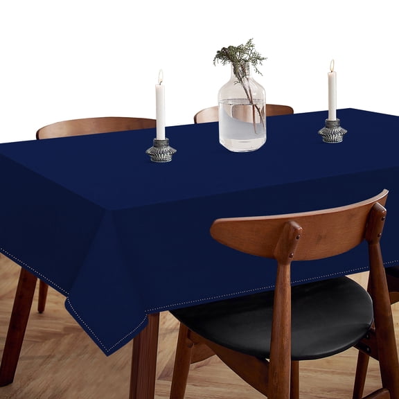 HEIRLOOM COMFORT Indigo Blue 100% Cotton Tablecloth, Table Cover 52x70 Inch, Fits 4-6 Seats, Soft, Durable, Washable, Wrinkle Resistant, Rectangle Table Cloth for Dining, Birthdays, Summer Gatherings
