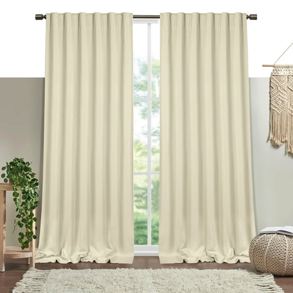 HEIRLOOM COMFORT Ivory Solid Panel Curtains, 63 Inches Long, Set of 2, 100% Cotton, Light Filtering for Privacy, Elegant Farmhouse Style, Ideal for Bedroom, Living Room, 54" W x 63" L