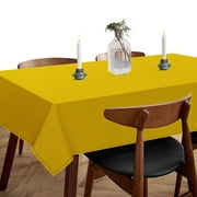 HEIRLOOM COMFORT Lemon Yellow Rectangle Table Cloth, 60x84 Inch, 100% Cotton, Fits 6-8 Seats, Washable, Wrinkle Resistant, Durable, Dining Table Cover for Birthdays, Baby Showers, Spring Celebrations