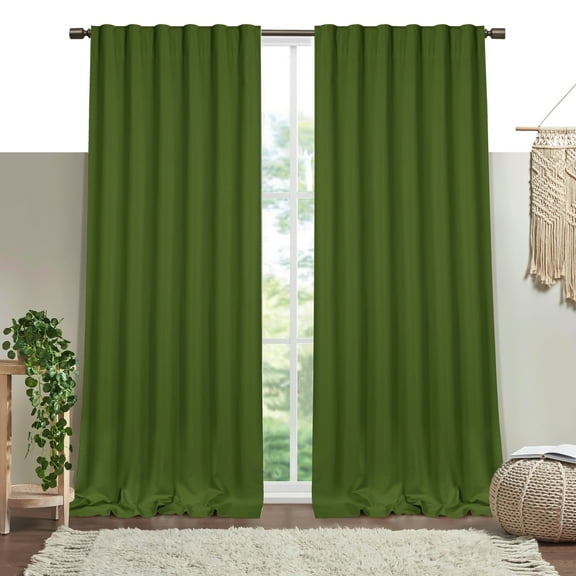 HEIRLOOM COMFORT Mint Green Solid Panel Curtains, 96 Inches Long, Set of 2, 100% Cotton, Light Filtering for Privacy, Fresh Farmhouse Style, Ideal for Bedroom, Living Room, 54" W x 96" L