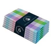 HEIRLOOM COMFORT Cloth Napkins Set of 6, 100% Cotton Napkin, Soft & Reusable Gingham Napkins for Dinner, Wedding, Dining, 18" x 18", Multi Color Checks