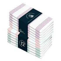 HEIRLOOM COMFORT Multi Pack Stripe Napkins Set of 12, 18x18 Inch, 100% Cotton, Pin Striped Durable Napkin for Dinner, Wedding, Reusable and Washable for Everyday Dining - Burgundy, Orange, Green