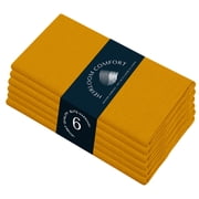 HEIRLOOM COMFORT Cloth Napkins Set of 6, 100% Cotton Napkin, Soft & Reusable Cotton Napkins, Napkin for Dinner, Wedding, Dining, 17" x 17" (Mustard Yellow)