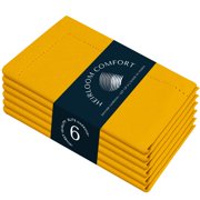 HEIRLOOM COMFORT Hemstitched Cloth Napkins Set of 6, 100% Cotton Napkin, Soft & Reusable Cotton Napkins, Hemstitched Napkin for Dinner, Wedding, Dining, 18" x 18" (Mustard Yellow)