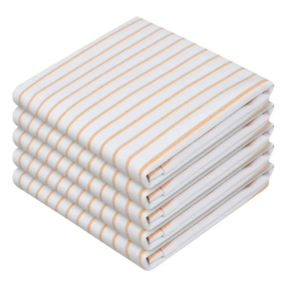 HEIRLOOM COMFORT Mustard Yellow Striped Dish Towels 5 Pack, Ultra Absorbent, Classic Stripe Towel Set, Quick Dry Cotton Kitchen Towels for Cleaning Counters, Drying Dishes, Everyday Cleanup