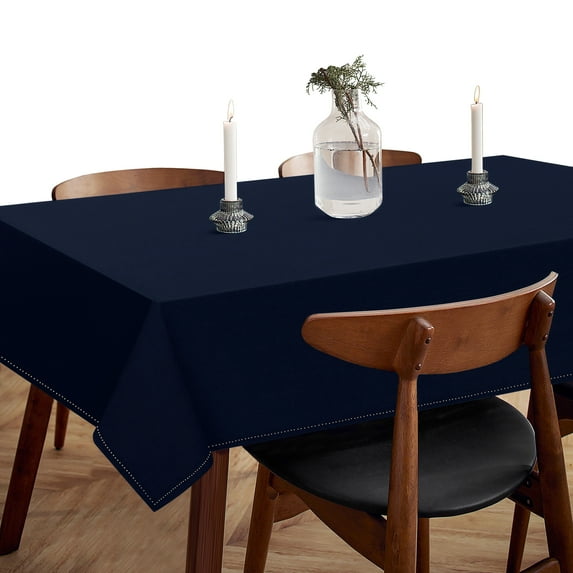 HEIRLOOM COMFORT Navy Blue Table Cover, 100% Cotton Tablecloth 60x102 Inch, Fits 8-10 Seats, Soft, Durable, Washable, Wrinkle Resistant, Rectangle Table Cloth for Dining, Holiday Celebrations, Dinner