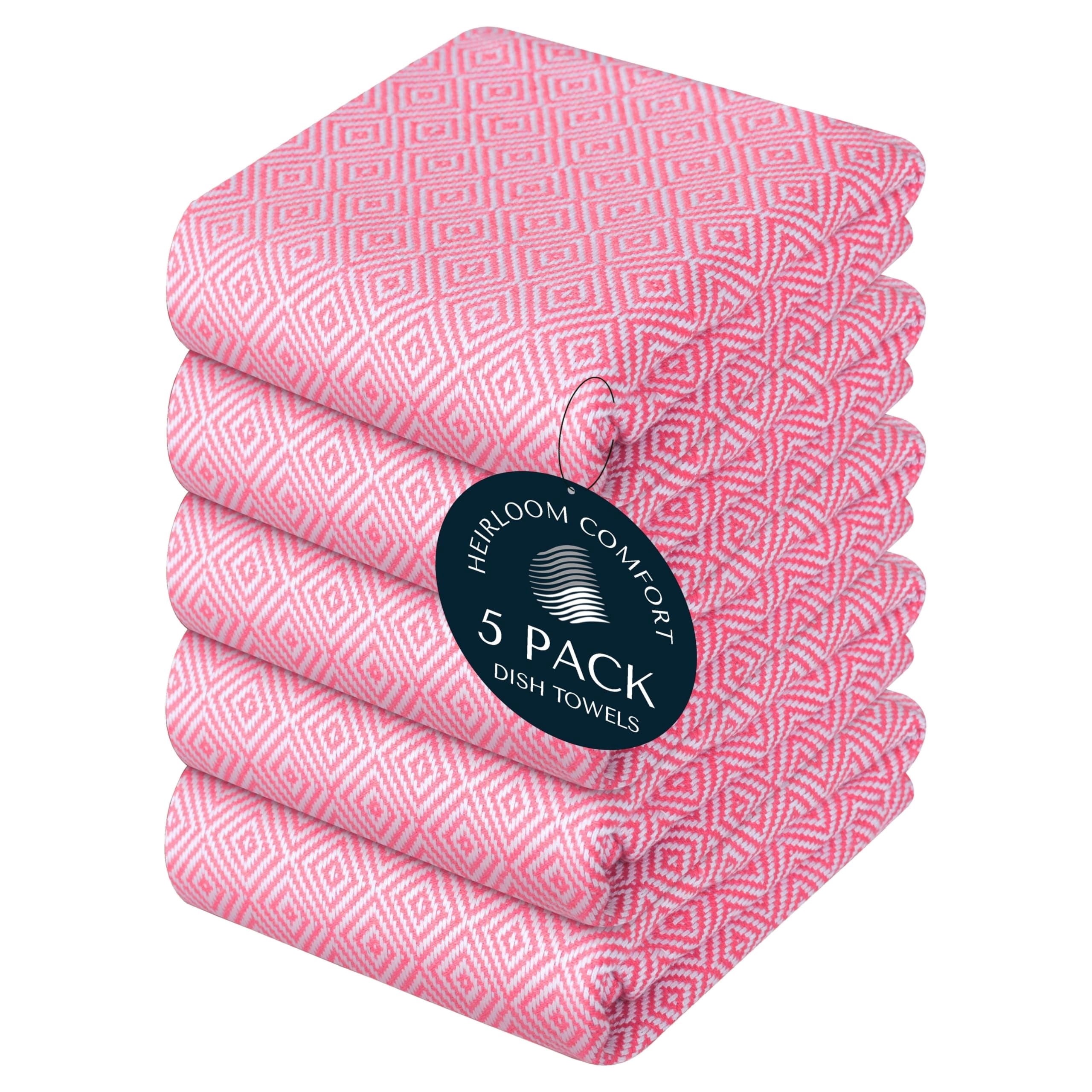 Pink. Shop Rags HEIRLOOM COMFORT Pink Kitchen Towels 5 Pack, Ultra Absorbent, Diamond ...