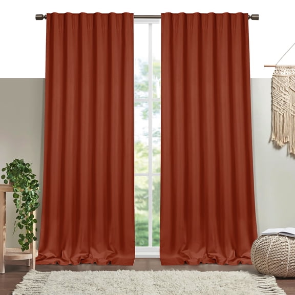 HEIRLOOM COMFORT Rust Solid Panel Curtains, 84 Inches Long, Set of 2, 100% Cotton, Light Filtering for Privacy, Earthy Farmhouse Charm, Perfect for Bedroom, Living Room, 54" W x 84" L