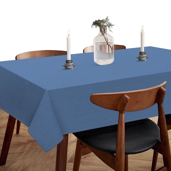 HEIRLOOM COMFORT Sky Blue Cotton Tablecloth, Table Cloth 52x70 Inch, Fits 4-6 Seats, Soft, Durable, Washable, Wrinkle Resistant, Rectangle Table Cover for Dining, Baby Showers, Spring Celebrations