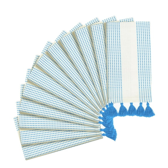 HEIRLOOM COMFORT Turquoise Blue Decorative Dotted Kitchen Towels 16x26 Inch, 12 Pack, 100% Cotton, Soft & Absorbent Dish Towels with Tassels, Quick-Dry for Cleaning, Drying Dishes, and Daily Use