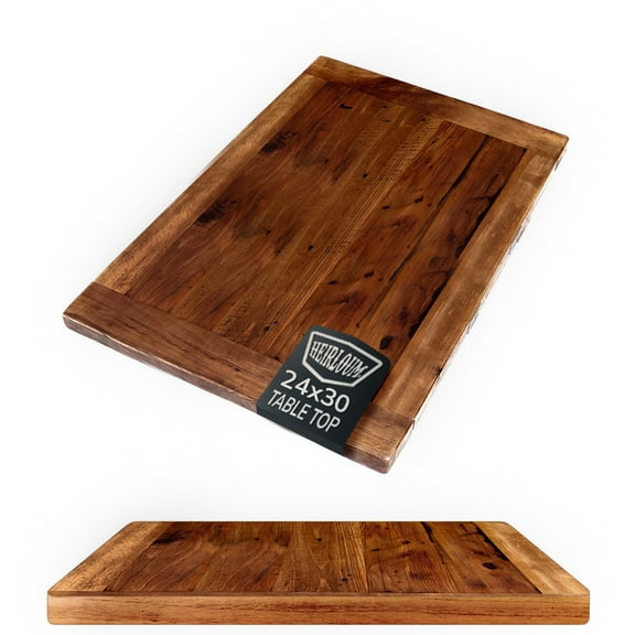 HEIRLOUM Reclaimed Wood Table Top - Rustic Recycled Solid Wood Perfect for Kitchens, Dining and Coffee Table Top (1pc 24" x 30", SRWT2430-2)