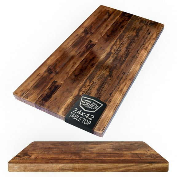 HEIRLOUM Reclaimed Wood Table Top - Rustic Recycled Solid Wood Perfect for Kitchens, Dining and Coffee Table Top (1pc 24" x 42", IMSP2442)