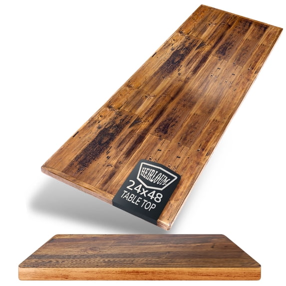 HEIRLOUM Reclaimed Wood Table Top - Rustic Recycled Solid Wood Perfect for Kitchens, Dining and Coffee Table Top (1pc 24" x 48", SP2448)