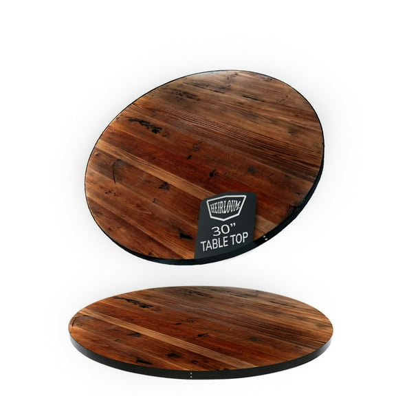 HEIRLOUM Reclaimed Wood Table Top - Rustic Recycled Solid Wood Perfect for Kitchens, Dining and Coffee Table Top (1pc 30" Round, IMP30R)