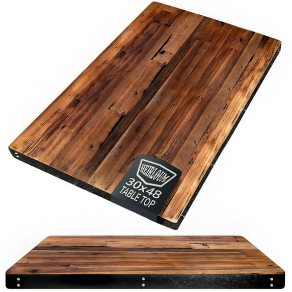 HEIRLOUM Reclaimed Wood Table Top - Rustic Recycled Solid Wood Perfect for Kitchens, Dining and Coffee Table Top (1pc 30" x 48", IMME3048)