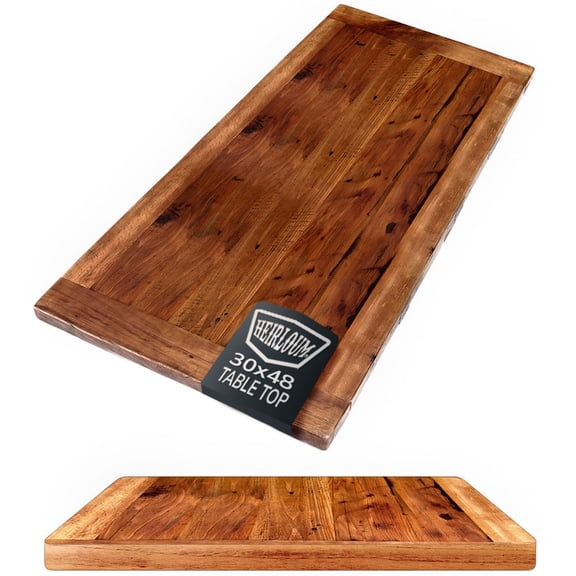 HEIRLOUM Reclaimed Wood Table Top - Rustic Recycled Solid Wood Perfect for Kitchens, Dining and Coffee Table Top (1pc 30" x 48", SRWT3048-2)