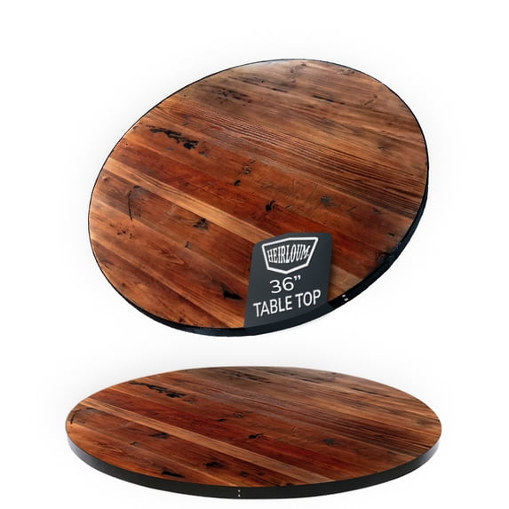 HEIRLOUM Reclaimed Wood Table Top - Rustic Recycled Solid Wood Perfect for Kitchens, Dining and Coffee Table Top (1pc 36" Round, IMP36R)