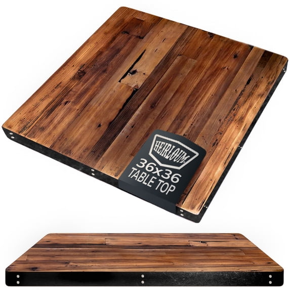 HEIRLOUM Reclaimed Wood Table Top - Rustic Recycled Solid Wood Perfect for Kitchens, Dining and Coffee Table Top (1pc 36" x 36", IMME3636)