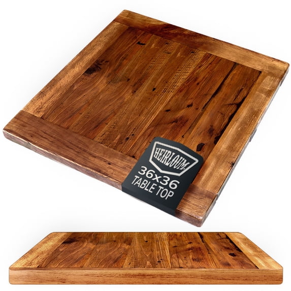 HEIRLOUM Reclaimed Wood Table Top - Rustic Recycled Solid Wood Perfect for Kitchens, Dining and Coffee Table Top (1pc 36" x 36", SRWT3636-2)