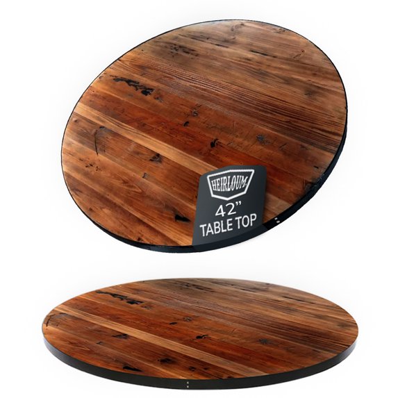 HEIRLOUM Reclaimed Wood Table Top - Rustic Recycled Solid Wood Perfect for Kitchens, Dining and Coffee Table Top (1pc 42" Round, IMP42R)