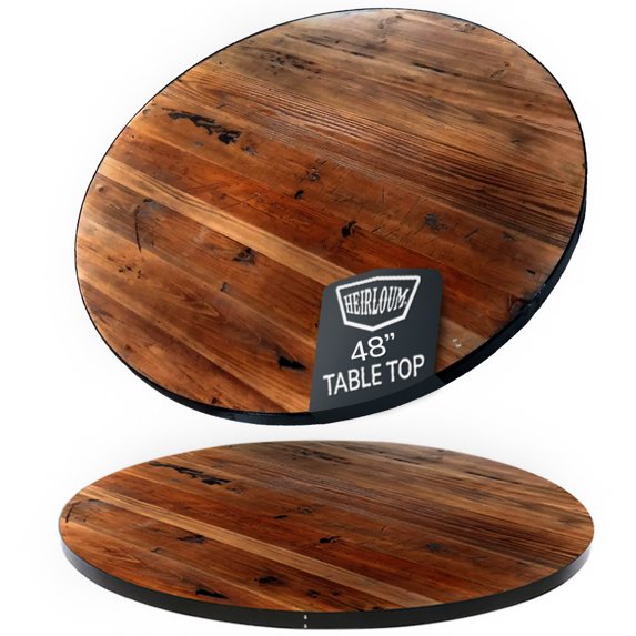 HEIRLOUM Reclaimed Wood Table Top - Rustic Recycled Solid Wood Perfect for Kitchens, Dining and Coffee Table Top (1pc 48" Round, IMP48R)