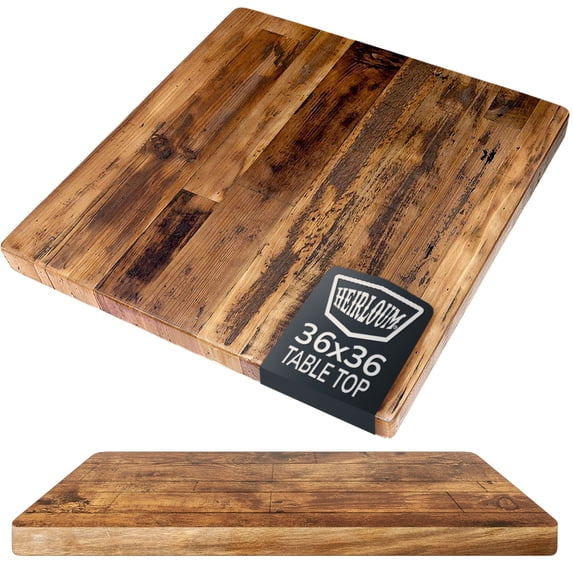 HEIRLOUM Reclaimed Wood Table Top - Rustic Recycled Solid Wooden Piece Perfect for Kitchens, Dining and Coffee Table Tops (Reclaimed Wood Table Top - Economy, 36" x 36")