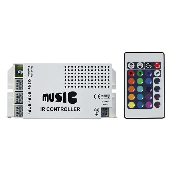 6" White and Black Outdoor Nautical Accessories Heise Sound Activated RGB Controller with IR Remote