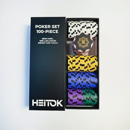 100 Piece Clay Poker Chip Set, 14g Casino Grade Chips with Numbered Values