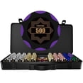 thumbnail image 1 of HEITOK Poker Chip Set - 14g Clay Composite, 5 Dice, 2 Decks, Black Case - 500 Pieces, 1 of 8