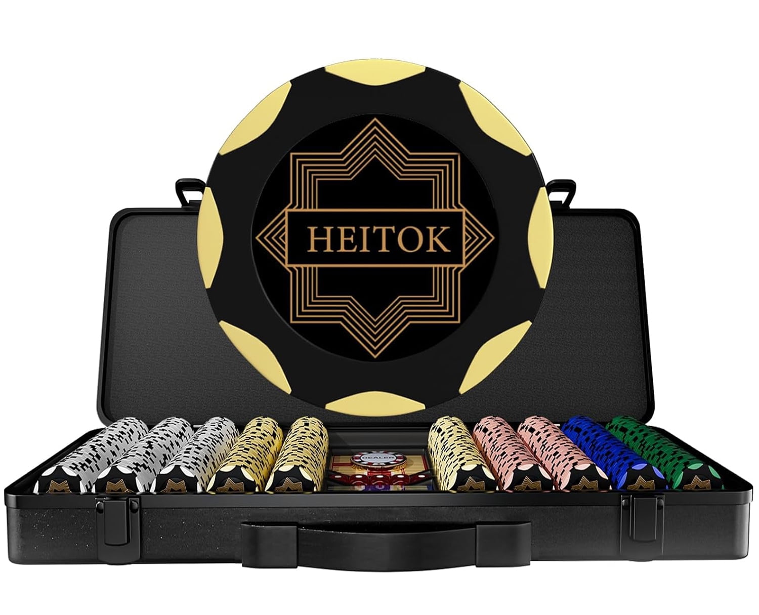 Set De 100 Jetons De Poker Numérotés 1$ à 500$ – 11,5 G Avec Noyau Fer, Boîte Carton – Soirée Casino Et Jeux De Cartes