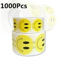 thumbnail image 1 of HEJULIK  1000 pcs Happy Smile Face Stickers for Kids Smiley Face Stickers Rolls Large Yellow Smile Stickers Teachers Reward Students, 1 of 8