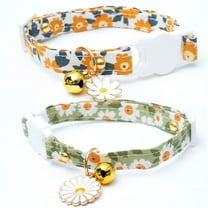 HEJULIK 2 Pack Cotton Breakaway Cat Collars with Bell