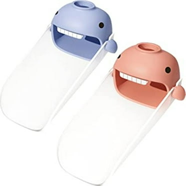 HEJULIK 2Pcs Faucet Extender for Toddlers and Kids, fits Sink spout tub for Kitchen and Bathroom. Cartoon Design w/Universal fits(Blue, Pink)