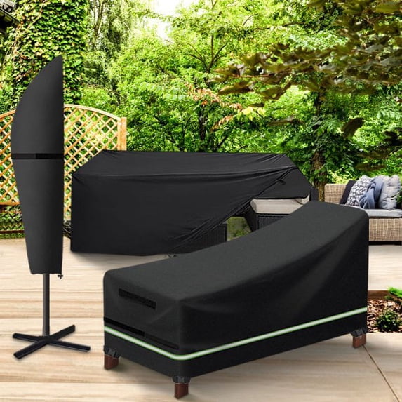 HEJULIK 2Pcs Garden Lounger Dust Cover Patio Chair Cover,420D Heavy Duty Outdoor Lounger Cover Waterproof Patio Furniture Cover