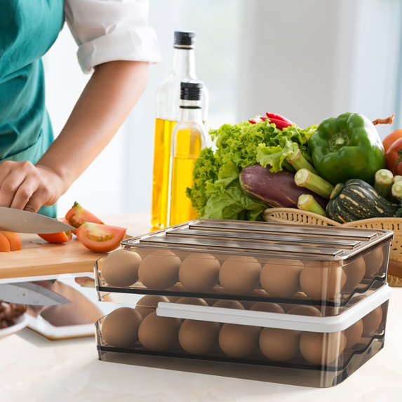 HEJULIK 36 Compartment Fridge Egg Rack, 2 Tier Stackable Tray (Light ...