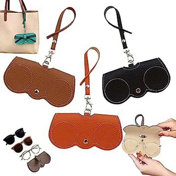 HEJULIK 3Pcs Soft Leather Sunglasses Bag, Sunglasses Organizer Bag, Soft Leather Sunglass Case, Portable Slim Sunglasses Pouch