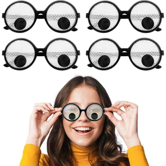 HEJULIK 4Pcs Funny Googly Eyes Glasses Novelty Shaking Giant Googly Eyes Eyewear for Adults Kids Halloween Party Favors Photo Props