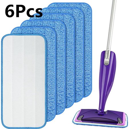 HEJULIK 6Pcs Reusable Mop Refills Pads Compatible with Swiffer Wet Jet Mops, Wet Jet Pads Refills Reusable Pads Washable Mop Refill Pads Wet Pads for Floor Cleaning Wet Dry Use