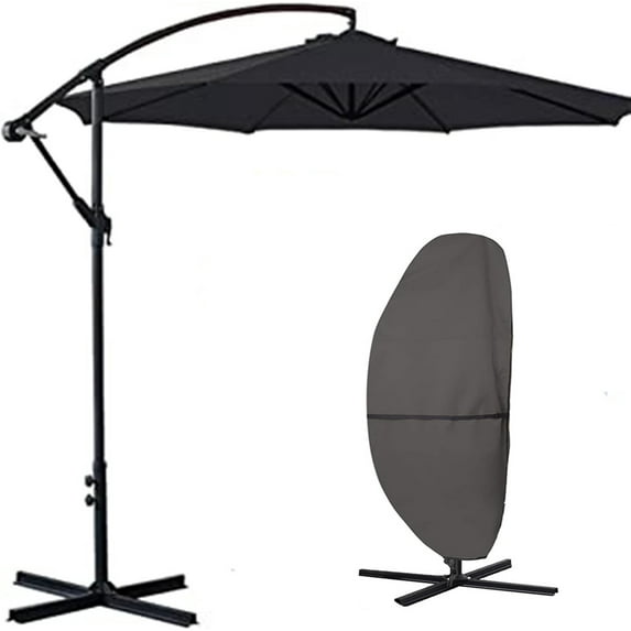 HEJULIK 8.6 Feet Patio Umbrella Cover 600D Waterproof Outdoor Banana Umbrella Cover Sun Umbrella Cover , Black