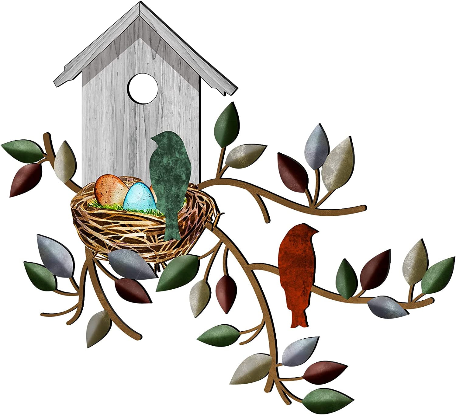 HEJULIK Birds Wall Decor Metal Bird Decor for Wall Outdoor Bird Wall