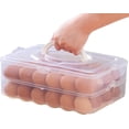 thumbnail image 1 of HEJULIK Egg Holder for Refrigerator, 2-Layers 48 Deviled Egg Tray with Lid Egg Carrier Box Dispenser Container with Handle for Eggs 48 Count, 1 of 7