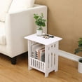 thumbnail image 1 of HEJULIK European White Modern Nightstand Simple Mini Coffee Table Magazine Table Rustic Living Room Small Square Table, 1 of 9