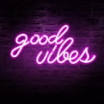thumbnail image 1 of HEJULIK Good Vibes Neon Sign, USB Powered, Neon Sign for Bedroom Holiday Party Decor, Pink, 16.1" x 8.3" x 0.7"., 1 of 8
