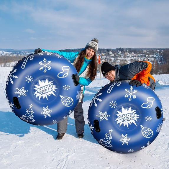 HEJULIK Snow Tube Super Big Inflatable Snow Sled Heavy Duty Snow Tube for Sledding Outdoor Family Games Activities