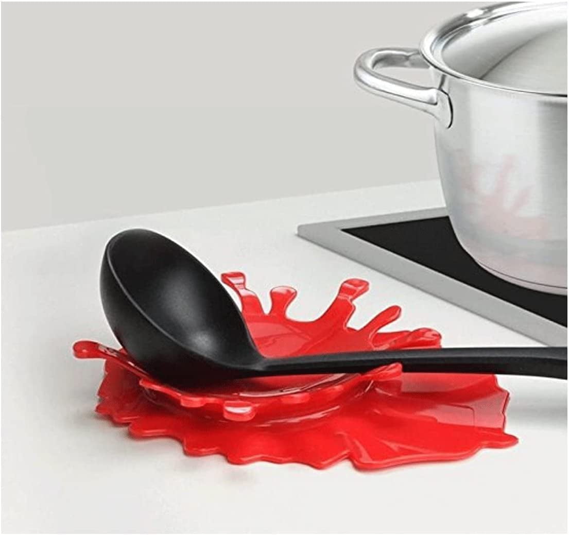 HEJULIK Spoon Rest Holder Silicone Ketchup Shape Holders Splash Spoon ...
