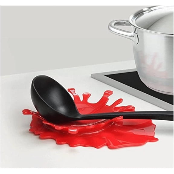 HEJULIK Spoon Rest Holder Silicone Ketchup Shape Holders Splash Spoon Rest by Mustard Kitchen Cooking Aid Cup Holder Creative Gift